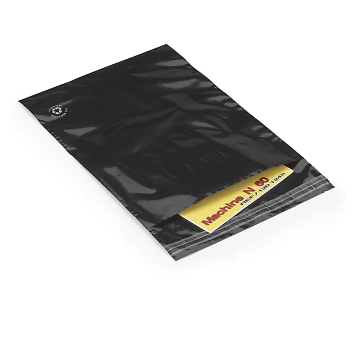 Sachet plastique 75 recyclé noir opaque à fermeture adhésive 16 x 22 cm  (lot de 1000)