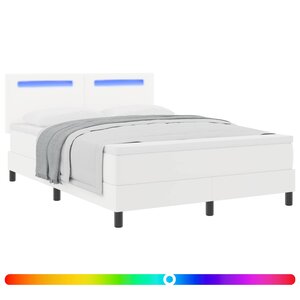 vidaXL Lit à ressorts avec matelas Blanc 160 x 200 cm Simili cuir