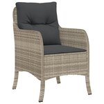 vidaXL Ensemble de repas de jardin 9 pièces avec coussins Gris clair Poly Rattan