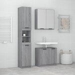 vidaXL Ensemble d'armoires de salle de bain 3 Pièces sonoma gris
