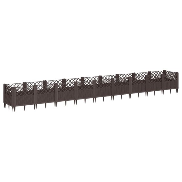 vidaXL Jardinière avec piquets marron 363 5x43 5x43 5 cm PP