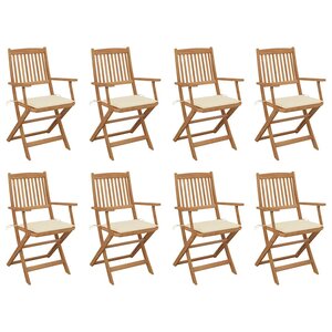 vidaXL Chaises pliables d'extérieur et coussins lot de 8 Bois d'acacia