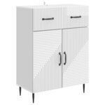 vidaXL Buffet Blanc brillant 66 x 34 5 x 89 5 cm Bois d'ingénierie