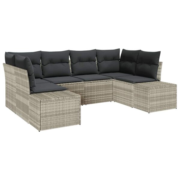 vidaXL Ensemble de canapé de jardin 6 Pièces Gris clair Poly rotin