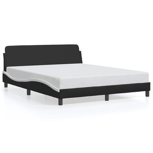 vidaXL Cadre de lit Dover noir et blanc 152x203 cm similicuir