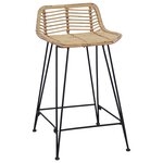 vidaXL Tabouret de bar 2 Pièces Naturel 44 x 45 x 76 cm Rattan et Acier