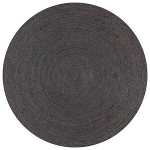 vidaXL Tapis fait à la main Jute Rond 90 cm Gris foncé