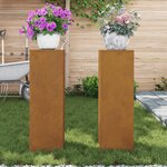 vidaXL Supports de plantes d'extérieur Colonne 2 Pièces 24x24x75 cm Acier patiné