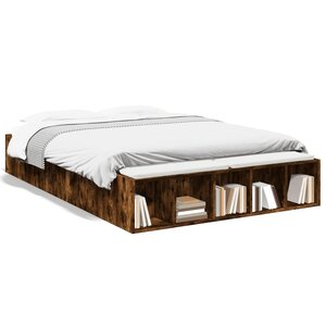 vidaXL Cadre de lit sans matelas chêne fumé 120x190 cm