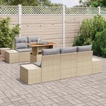 vidaXL Ensemble de canapé de jardin 6 Pièces Beige Poly rotin
