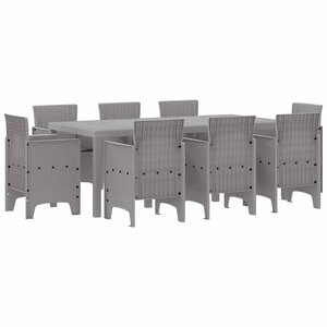 vidaXL Ensemble de salle à manger pour jardin 9 Pièces Gris clair