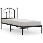 vidaXL Cadre de lit métal sans matelas avec tête de lit noir 90x190 cm