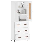 vidaXL Buffet haut Blanc 69 5x34x180 cm Bois d'ingénierie
