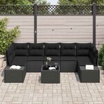 vidaXL Ensemble de canapé de jardin 8 Pièces Noir Poly rotin
