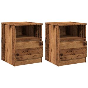 vidaXL Table de chevet 2 Pièces vieux bois 40x40x50 cm bois d’ingénierie