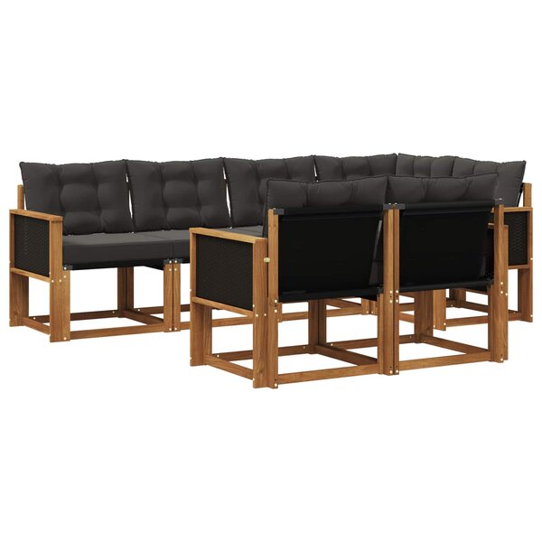 vidaXL Ensemble de canapés d'extérieur 7 pc Naturel et noir