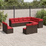 vidaXL Salon de jardin avec coussins 12 Pièces marron résine tressée