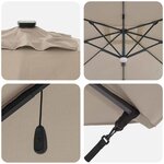 vidaXL Parasol Roma à Bras Déporté Taupe et Noir 352 x 251 x 265 cm