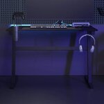 vidaXL Bureau de jeu à LED en forme de Z noir 110x60x75 cm