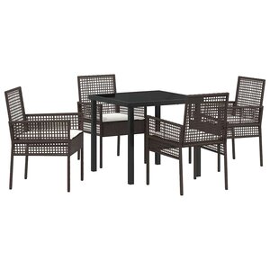 vidaXL Ensemble de salle à manger pour jardin 5 Pièces Marron Poly rotin