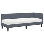 vidaXL Cadre de lit d'angle avec matelas 2 Pièces Gris Velours
