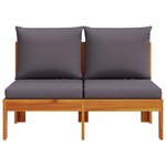 vidaXL Canapé de jardin sans accoudoirs coussins 2 places bois acacia