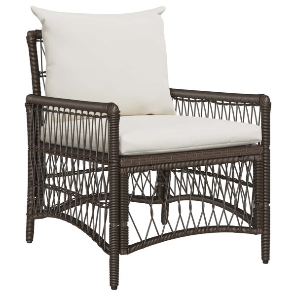 vidaXL Chaise de jardin avec coussin Marron 73 x 61 x 77 cm polyrotin