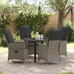 vidaXL Ensemble de salle à manger pour jardin 5 Pièces Gris Poly rotin