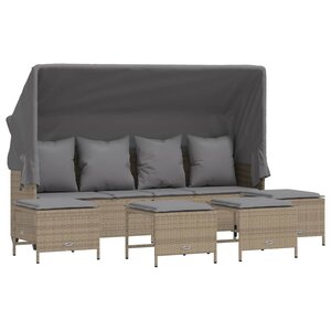 vidaXL Salon de jardin avec coussins 5 Pièces beige résine tressée
