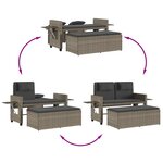 vidaXL Banc inclinable de jardin avec coussins gris résine tressée