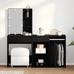 vidaXL Table de maquillage LED Chêne noir 140 x 40 x 140 cm