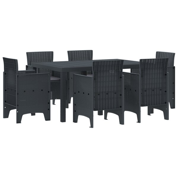 vidaXL Salle à Manger de Jardin 7 Pièces Anthracite Osier PE