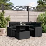 vidaXL Salon de jardin 5 Pièces avec coussins noir résine tressée