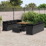 vidaXL Ensemble de canapé de jardin 11 Pièces Noir polyrotin