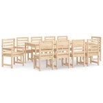 vidaXL Ensemble à dîner de jardin 11 Pièces bois massif de pin