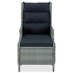 vidaXL Chaise inclinable de jardin tabouret Résine tressée Gris clair