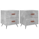 vidaXL Tables de chevet 2Pièces gris béton 40x35x47 5cm bois d’ingénierie