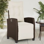 vidaXL Chaise inclinable de jardin repose-pied marron résine tressée