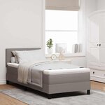 vidaXL Lit à ressorts avec matelas Taupe 90 x 190 cm tissu