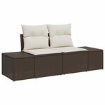 vidaXL Ensemble de canapé de jardin avec coussin 5 Pièces Marron  Crème