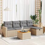 vidaXL Salon de jardin avec coussins 6 Pièces beige résine tressée