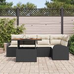 vidaXL Ensemble de canapé de jardin 6 Pièces Noir Poly rotin