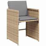 vidaXL Ensemble à manger de jardin coussins 5 Pièces mélange beige rotin