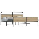 vidaXL Cadre de lit en métal sans matelas chêne fumé 200x200 cm