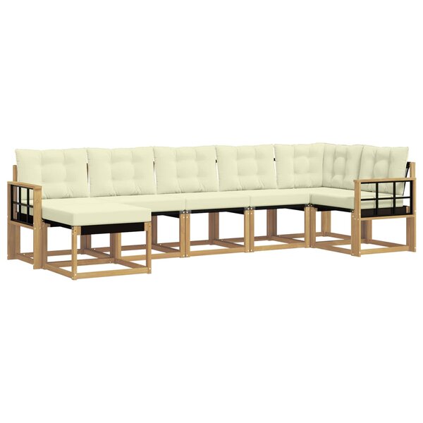 vidaXL Ensemble de canapés d'extérieur 7 Pièces Blanc et crème