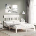 vidaXL Cadre de lit avec tête de lit blanc 140x200 cm bois massif