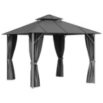 vidaXL Tonnelle avec parois latérales et toit double 3x3 m Anthracite