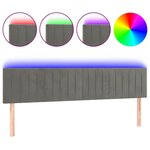 vidaXL Tête de lit à LED Gris clair 160x5x78/88 cm Velours