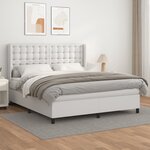 vidaXL Sommier à lattes de lit avec matelas Blanc 160x200cm Similicuir