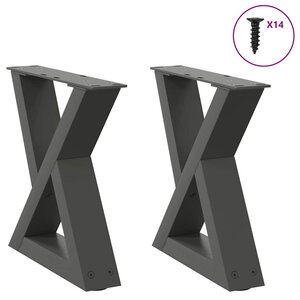 vidaXL Pieds de table basse 2 pièces Anthracite 30 x (30-31 3) cm Acier